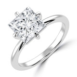 Princess Lab Created Diamond Compass Prong Solitaire Engagement Ring in White Gold (MVSLG1355-W)