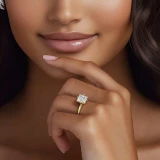 Princess Lab Created Diamond Compass Prong Solitaire Engagement Ring in Yellow Gold (MVSLG1355-Y)