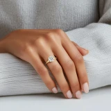 Round Lab Created Diamond Compass Prong Solitaire Engagement Ring in Yellow Gold (MVSLG1358-Y)