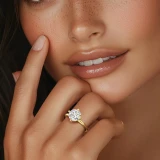 Round Lab Created Diamond Compass Prong Solitaire Engagement Ring in Yellow Gold (MVSLG1358-Y)