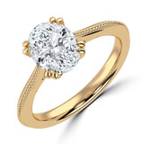 Oval Lab Created Diamond Vintage Tapered Cathedral Open Bridge Double Prong Solitaire Engagement Ring in Yellow Gold (MVSLG1363-Y)