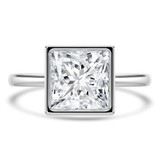 Princess Lab Created Diamond Bezel Set Open Bridge Solitaire Engagement Ring in White Gold (MVSLG1366-W)