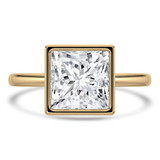 Princess Lab Created Diamond Bezel Set Open Bridge Solitaire Engagement Ring in Yellow Gold (MVSLG1366-Y)