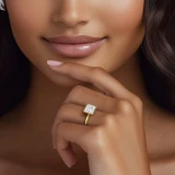 Princess Lab Created Diamond Bezel Set Open Bridge Solitaire Engagement Ring in Yellow Gold (MVSLG1366-Y)