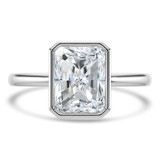 Radiant Lab Created Diamond Bezel Set Open Bridge Solitaire Engagement Ring in White Gold (MVSLG1367-W)
