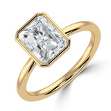 Radiant Lab Created Diamond Bezel Set Open Bridge Solitaire Engagement Ring in Yellow Gold (MVSLG1367-Y)