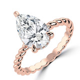 Pear Lab Created Diamond Braided Hidden Halo Open Bridge Solitaire with Accents Engagement Ring in Rose Gold (MVSLG1368-R)