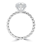 Pear Lab Created Diamond Braided Hidden Halo Open Bridge Solitaire with Accents Engagement Ring in White Gold (MVSLG1368-W)