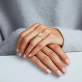 Pear Lab Created Diamond Braided Hidden Halo Open Bridge Solitaire with Accents Engagement Ring in Yellow Gold (MVSLG1368-Y)