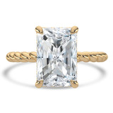 Radiant Lab Created Diamond Braided Hidden Halo Open Bridge Solitaire with Accents Engagement Ring in Yellow Gold (MVSLG1369-Y)