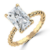 Radiant Lab Created Diamond Braided Hidden Halo Open Bridge Solitaire with Accents Engagement Ring in Yellow Gold (MVSLG1369-Y)