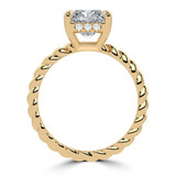 Radiant Lab Created Diamond Braided Hidden Halo Open Bridge Solitaire with Accents Engagement Ring in Yellow Gold (MVSLG1369-Y)