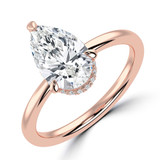 Pear Lab Created Diamond Hidden Halo Open Bridge Solitaire with Accents Engagement Ring in Rose Gold (MVSLG1372-R)