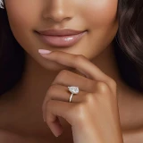 Pear Lab Created Diamond Hidden Halo Open Bridge Solitaire with Accents Engagement Ring in White Gold (MVSLG1372-W)