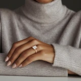 Cushion Lab Created Diamond Double Prong Solitaire with Accents Engagement Ring in Rose Gold (MVSLG1375-R)