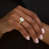 Oval Lab Created Diamond Hidden Halo Solitaire with Accents Engagement Ring in Yellow Gold (MVSLG1383-Y)