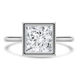 Princess Lab Created Diamond Bezel Set Cathedral Open Bridge Solitaire Engagement Ring in White Gold (MVSLG1387-W)