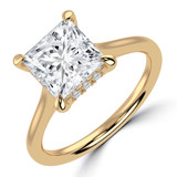 Princess Lab Created Diamond Hidden Halo Cathedral Solitaire with Accents Engagement Ring in Yellow Gold (MVSLG1390-Y)