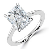 Radiant Lab Created Diamond Hidden Halo Cathedral Solitaire with Accents Engagement Ring in White Gold (MVSLG1391-W)