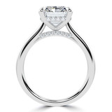 Radiant Lab Created Diamond Hidden Halo Cathedral Solitaire with Accents Engagement Ring in White Gold (MVSLG1391-W)