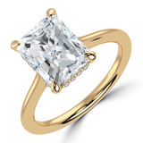 Radiant Lab Created Diamond Hidden Halo Cathedral Solitaire with Accents Engagement Ring in Yellow Gold (MVSLG1391-Y)