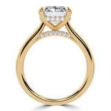 Radiant Lab Created Diamond Hidden Halo Cathedral Solitaire with Accents Engagement Ring in Yellow Gold (MVSLG1391-Y)