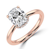 Cushion Lab Created Diamond Hidden Halo Open Bridge Solitaire with Accents Engagement Ring in Rose Gold (MVSLG1392-R)