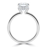 Cushion Lab Created Diamond Hidden Halo Open Bridge Solitaire with Accents Engagement Ring in White Gold (MVSLG1392-W)
