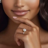 Cushion Lab Created Diamond Hidden Halo Open Bridge Solitaire with Accents Engagement Ring in White Gold (MVSLG1392-W)