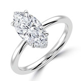 Marquise Lab Created Diamond Hidden Halo Open Bridge Solitaire with Accents Engagement Ring in White Gold (MVSLG1393-W)