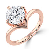 Round Lab Created Diamond Chevron Compass Prongs Solitaire Engagement Ring in Rose Gold (MVSLG1395-R)