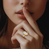 Marquise Lab Created Diamond Tension Set Solitaire Engagement Ring in Yellow Gold (MVSLG1398-Y)