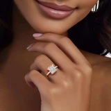 Princess Lab Created Diamond Tension Set Solitaire Engagement Ring in Rose Gold (MVSLG1401-R)