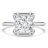 Princess Lab Created Diamond Tension Set Solitaire Engagement Ring in White Gold (MVSLG1401-W)