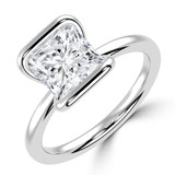 Princess Lab Created Diamond Tension Set Solitaire Engagement Ring in White Gold (MVSLG1401-W)