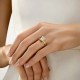 Princess Lab Created Diamond Tension Set Solitaire Engagement Ring in Yellow Gold (MVSLG1401-Y)