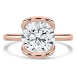 Round Lab Created Diamond Tension Set Solitaire Engagement Ring in Rose Gold (MVSLG1404-R)