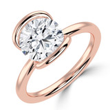 Round Lab Created Diamond Tension Set Solitaire Engagement Ring in Rose Gold (MVSLG1404-R)