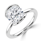 Round Lab Created Diamond Tension Set Solitaire Engagement Ring in White Gold (MVSLG1404-W)