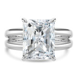 Radiant Lab Created Diamond Split Shank Open Bridge Hidden Halo Solitaire with Accents Engagement Ring in White Gold (MVSLG1405-W)