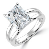Radiant Lab Created Diamond Split Shank Open Bridge Hidden Halo Solitaire with Accents Engagement Ring in White Gold (MVSLG1405-W)