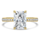 Radiant Lab Created Diamond Tapered Solitaire with Accents Engagement Ring in Yellow Gold (MVSLG1406-Y)
