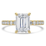 Emerald Lab Created Diamond Hidden Halo Open Bridge Solitaire with Accents Engagement Ring in Yellow Gold (MVSLG1409-Y)