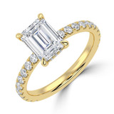 Emerald Lab Created Diamond Hidden Halo Open Bridge Solitaire with Accents Engagement Ring in Yellow Gold (MVSLG1409-Y)
