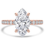 Marquise Lab Created Diamond Hidden Halo Open Bridge Solitaire with Accents Engagement Ring in Rose Gold (MVSLG1410-R)