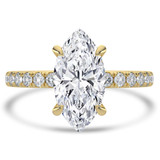 Marquise Lab Created Diamond Hidden Halo Open Bridge Solitaire with Accents Engagement Ring in Yellow Gold (MVSLG1410-Y)