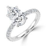 Pear Lab Created Diamond Hidden Halo Open Bridge Solitaire with Accents Engagement Ring in White Gold (MVSLG1411-W)