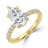 Pear Lab Created Diamond Hidden Halo Open Bridge Solitaire with Accents Engagement Ring in Yellow Gold (MVSLG1411-Y)