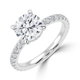 Round Lab Created Diamond Hidden Halo Open Bridge Solitaire with Accents Engagement Ring in White Gold (MVSLG1413-W)