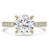 Round Lab Created Diamond Hidden Halo Open Bridge Solitaire with Accents Engagement Ring in Yellow Gold (MVSLG1413-Y)